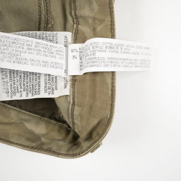 ZARA Basic Denim army green camo print distressed skinny jeans size 2 - Picture 9 of 10